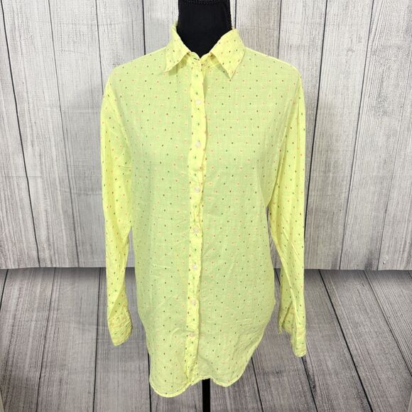 Sundry Women's Small (1) Yellow Polka Dot Gauze Cotton Button Down Coastal Shirt - Picture 1 of 6